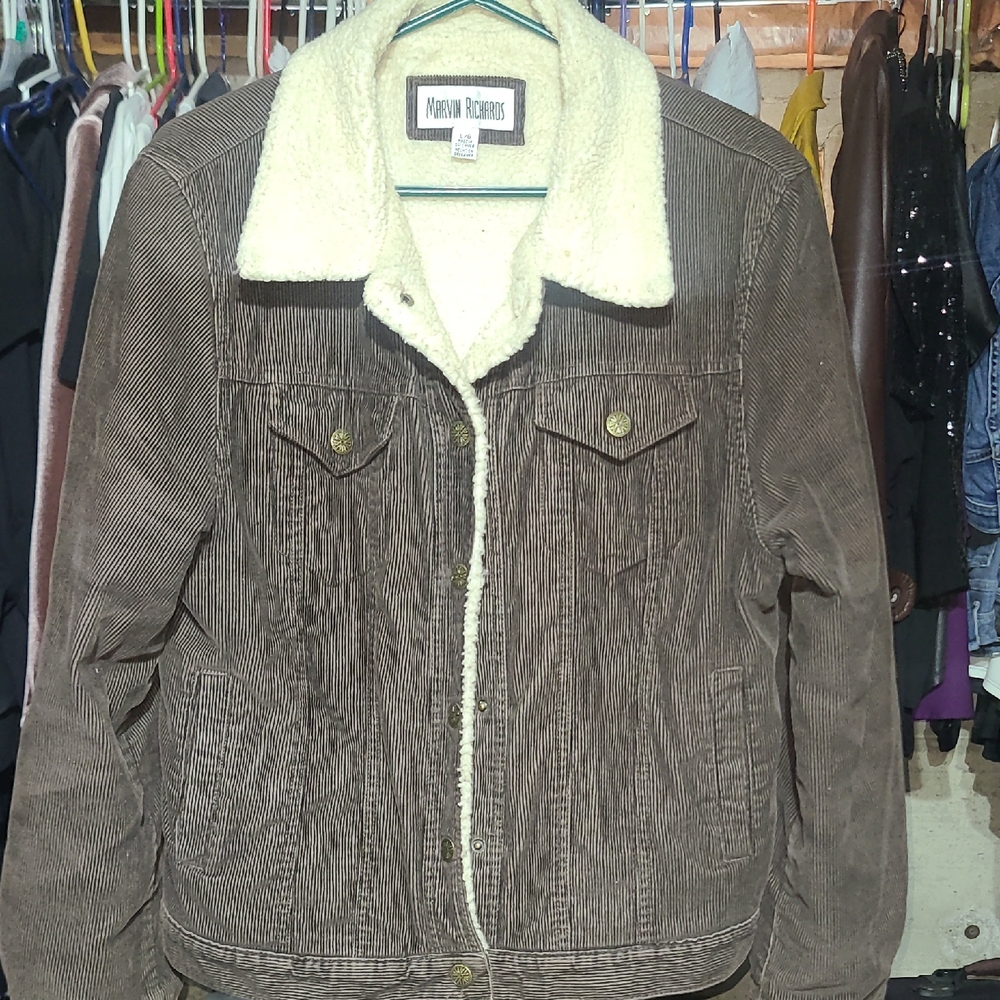 Marvin Richards Brown Jacket with Cream Collar